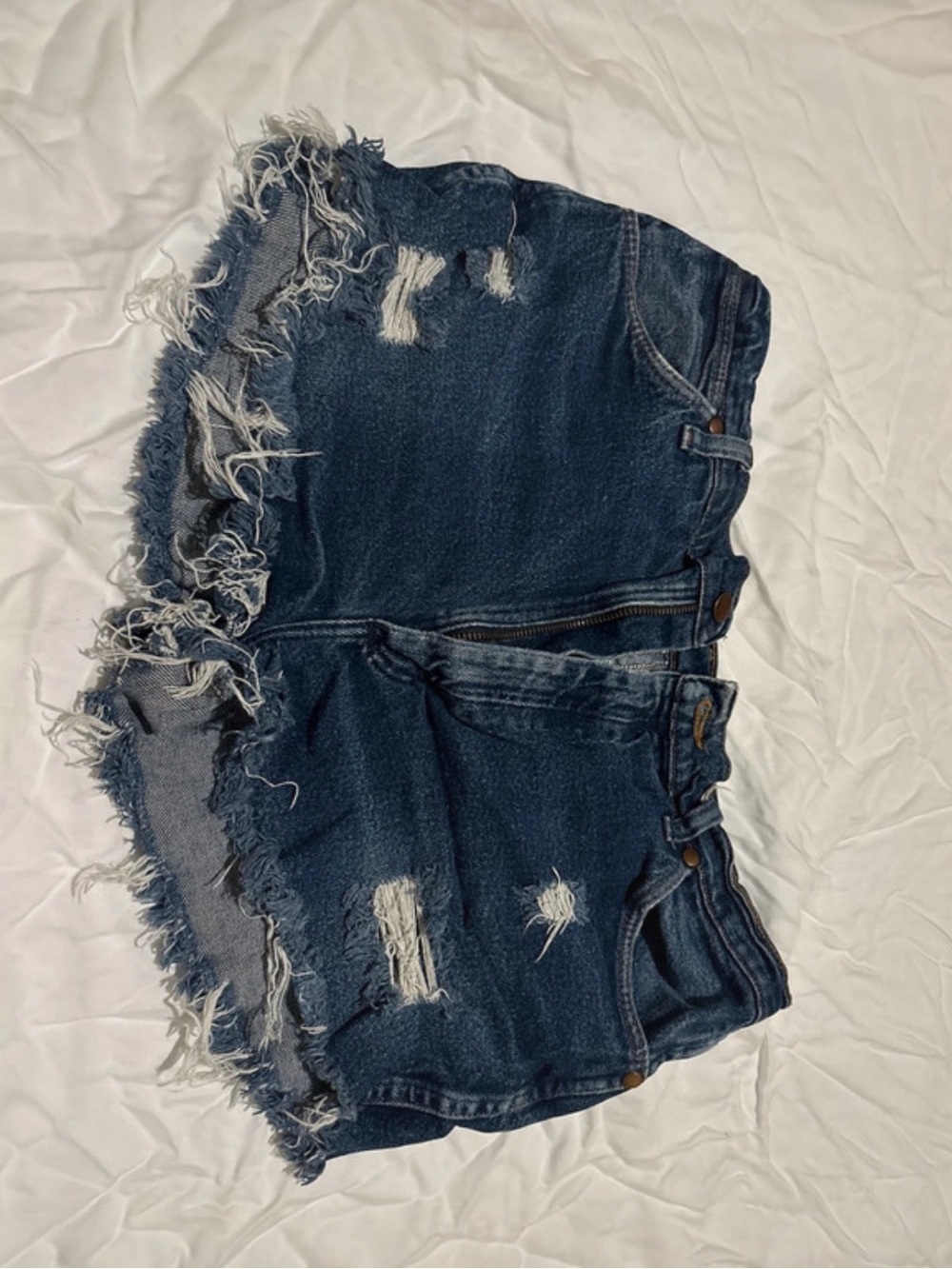 Wrangler Dark Indigo Distressed Denim Cutoff Shorts